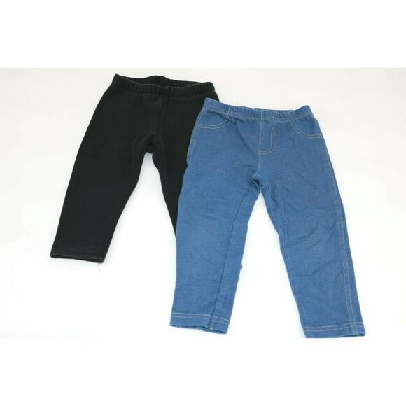 Carters Gymboree Girls Leggings Sweatpants Black Blue Size 12-18 Months - Picture 1 of 10
